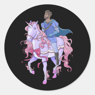 Unicorn Riding Dinosaur Classic Round Sticker