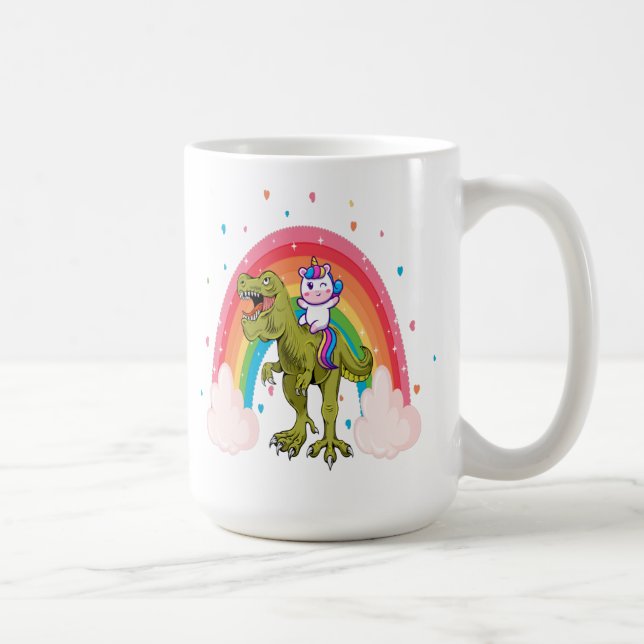 Unicorn Riding Dinosaur Coffee Mug (Right)