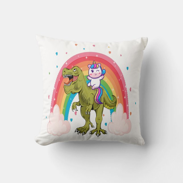 Unicorn Riding Dinosaur Cushion (Front)
