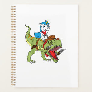 Unicorn Riding Dinosaur Kids Boys Girls Cowboy T-R Planner