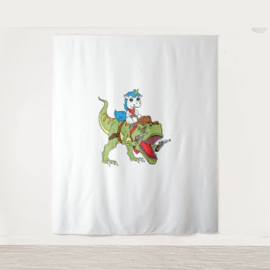 Unicorn Riding Dinosaur Kids Boys Girls Cowboy T-R Tapestry