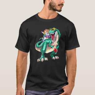 Unicorn Riding Dinosaur Wearing Sunglasses School T-Shirt