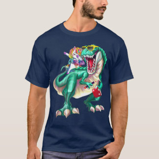 Unicorn Riding Dinosaur Wearing Sunglasses School  T-Shirt