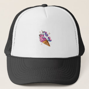 Unicorn Riding Ice Cream Men Women Kids Boys Girls Trucker Hat