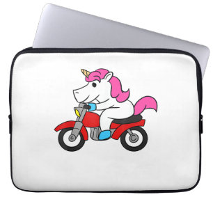 Unicorn Riding Motorcycle T-Shirt Funny Magical Un Laptop Sleeve