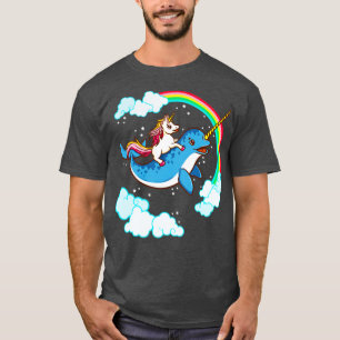 Unicorn Riding Narwhal Cute Magical T-Shirt