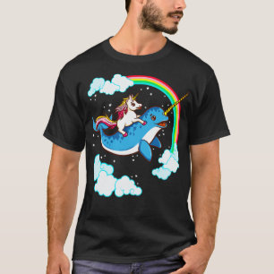 Unicorn Riding Narwhal Cute Magical T-Shirt
