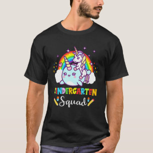 Unicorn Riding Narwhal Kindergarten Squad Back to  T-Shirt