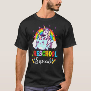 Unicorn Riding Narwhal Preschool Squad Kids Back t T-Shirt