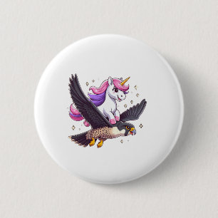 Unicorn Riding Peregrine Falcon Boy Girls Men Wome 6 Cm Round Badge