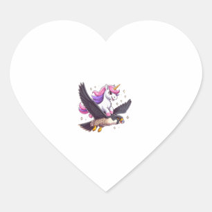 Unicorn Riding Peregrine Falcon Boy Girls Men Wome Heart Sticker