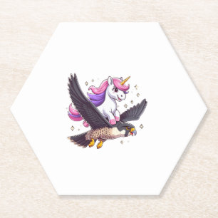 Unicorn Riding Peregrine Falcon Boy Girls Men Wome Paper Coaster