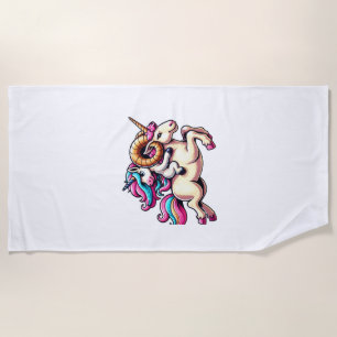 Unicorn Riding Ram Boys Girls Men Women Kids Rainb Beach Towel