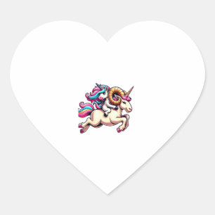 Unicorn Riding Ram Boys Girls Men Women Kids Rainb Heart Sticker