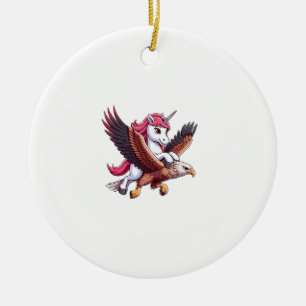 Unicorn Riding Red-tailed Hawk Boys Girls Men Wome Ceramic Ornament