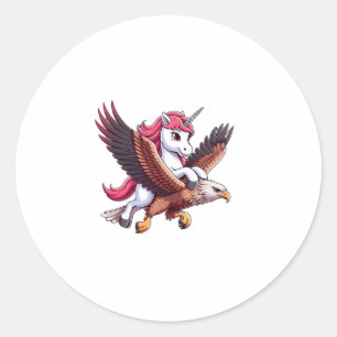 Unicorn Riding Red-tailed Hawk Boys Girls Men Wome Classic Round Sticker