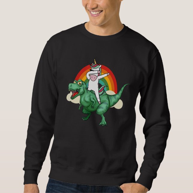 Unicorn Riding Rex Dinosaur Boys Girls Men Women R Sweatshirt (Front)