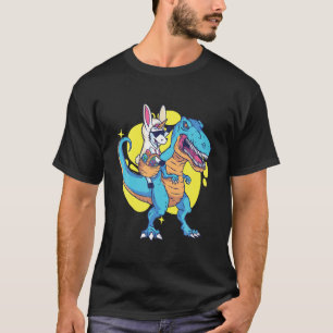 Unicorn Riding Rex Dinosaur Funny Cute Easter Day T-Shirt