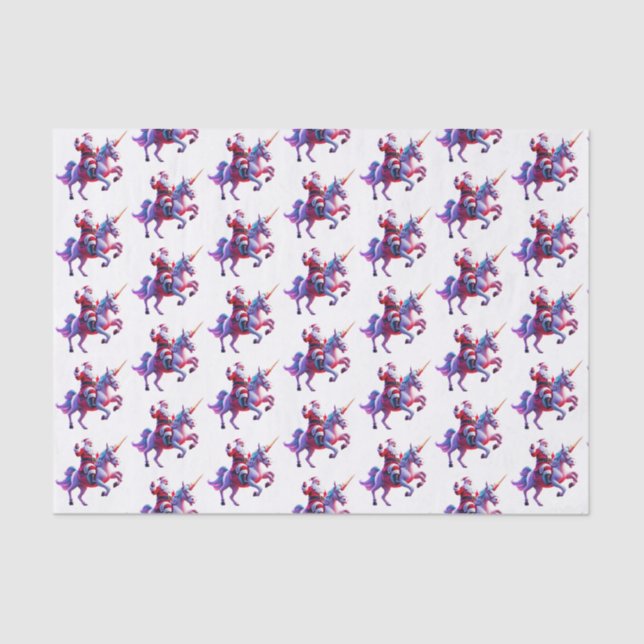 Unicorn Riding Santa Tissue Paper (Front)