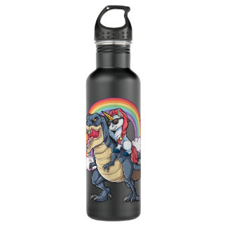 Unicorn Riding T rex Dinosaur Boys Girls Kids Men  710 Ml Water Bottle