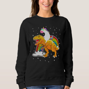 Unicorn Riding T Rex Dinosaur Boys Girls Kids Men  Sweatshirt