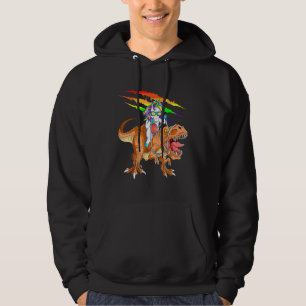 Unicorn Riding T rex Dinosaur Boys Girls Men Women Hoodie