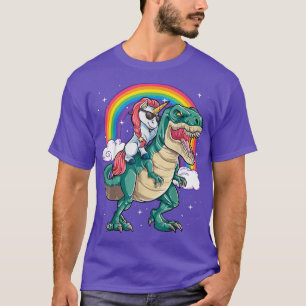 Unicorn Riding T rex Dinosaur Boys Girls Men Women T-Shirt