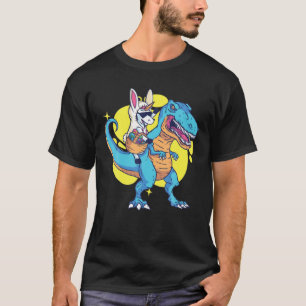 Unicorn Riding T Rex Dinosaur Easter Bunny Basket T-Shirt