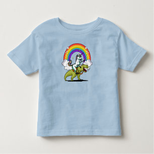 Unicorn Riding T-Rex Dinosaur Magical Rainbow Toddler T-Shirt
