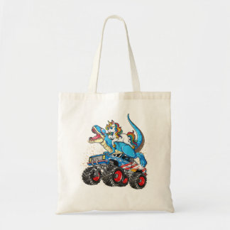 Unicorn Riding T rex Monster Truck Boys Girls Unic Tote Bag
