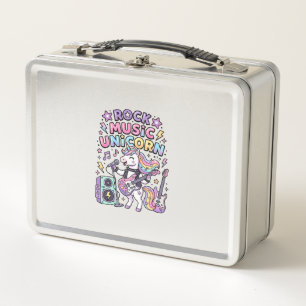 Unicorn Rock Music Unicorn Charming Marketplace Ar Metal Lunch Box