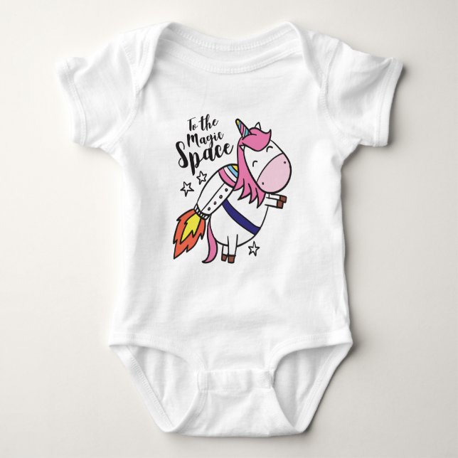 Unicorn rocket  baby bodysuit (Front)