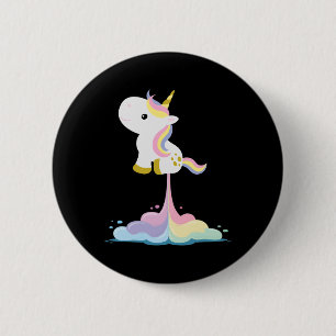Unicorn Rocket Rainbow Clouds 6 Cm Round Badge