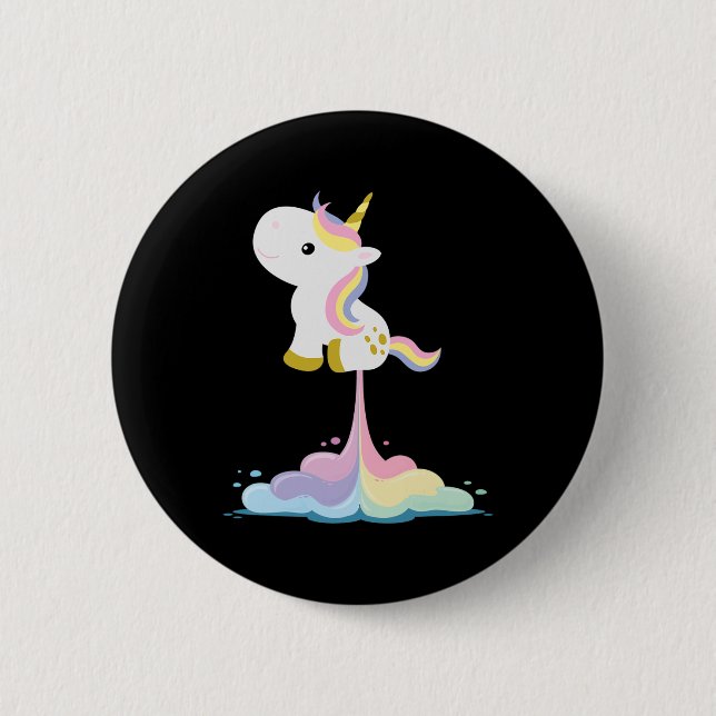 Unicorn Rocket Rainbow Clouds  6 Cm Round Badge (Front)