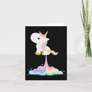 Unicorn Rocket Rainbow Clouds  Card