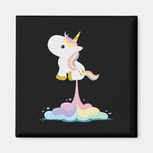 Unicorn Rocket Rainbow Clouds Magnet