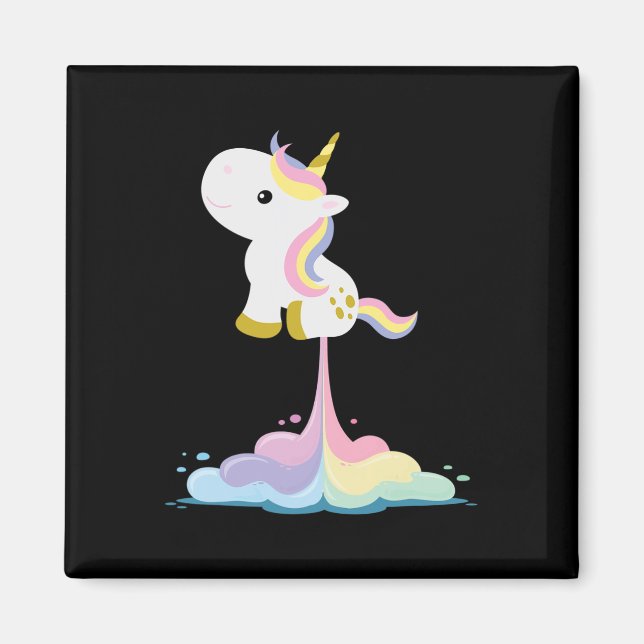 Unicorn Rocket Rainbow Clouds  Magnet (Front)