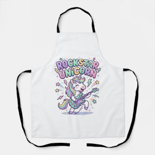 Unicorn Rockstar Unicorn Charming Apparel Graphic_ Apron