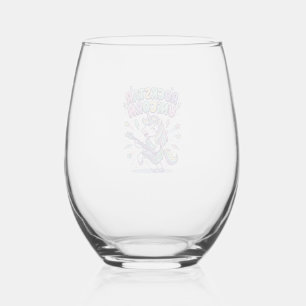 Unicorn Rockstar Unicorn Charming Apparel Graphic_ Stemless Wine Glass