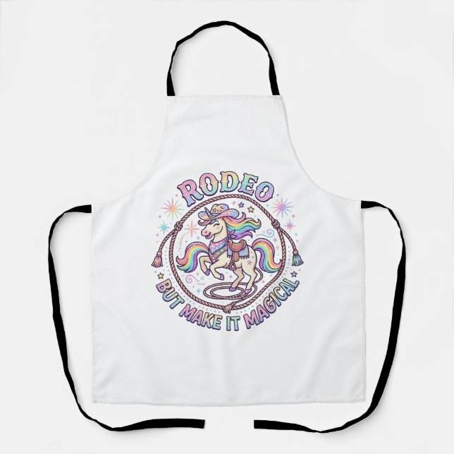 Unicorn Rodeo but Make It Magical Funny Cute Gift  Apron (Front)