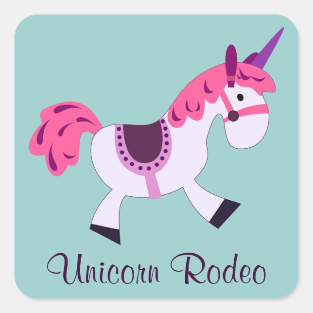 Unicorn Rodeo Square Sticker (Front)