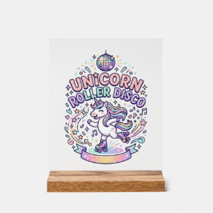 Unicorn Roller Disco Graphic Design T-Shirt Design Acrylic Sign