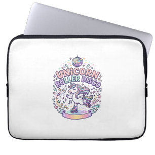 Unicorn Roller Disco Graphic Design T-Shirt Design Laptop Sleeve
