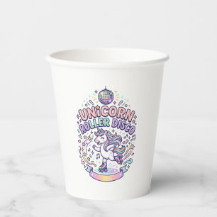 Unicorn Roller Disco Graphic Design T-Shirt Design Paper Cups