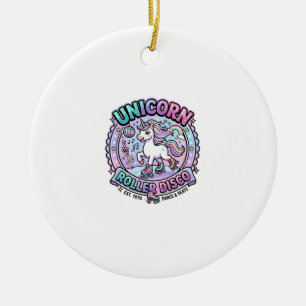 Unicorn Roller Disco POD Ready Marketplace Artwork Ceramic Ornament
