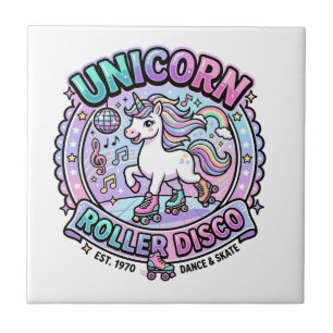 Unicorn Roller Disco POD Ready Marketplace Artwork Ceramic Tile