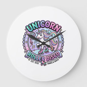 Unicorn Roller Disco POD Ready Marketplace Artwork Large Clock