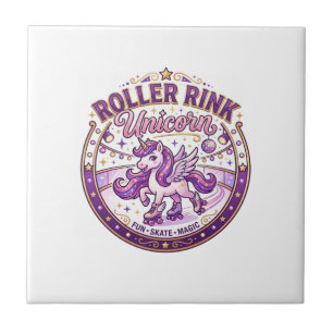 Unicorn Roller Rink Unicorn POD Ready Merch Design Ceramic Tile