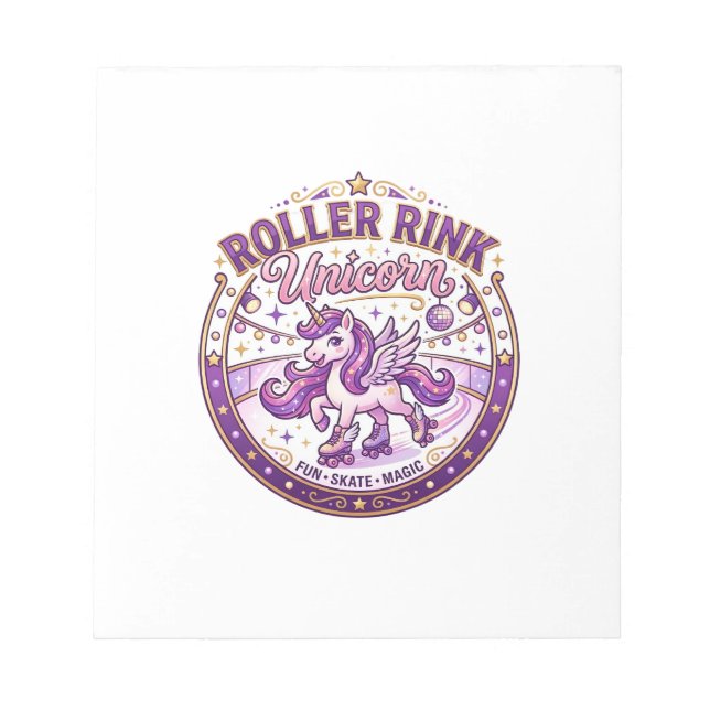 Unicorn Roller Rink Unicorn POD Ready Merch Design Notepad (Front)