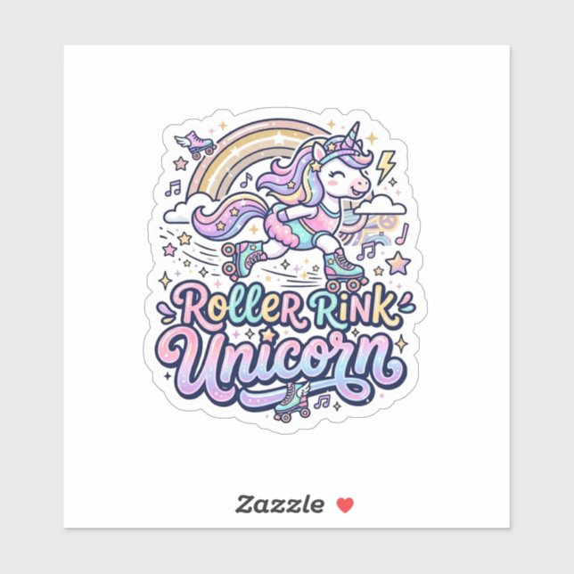 Unicorn Roller Rink Unicorn Premium Vector Sticker (Sheet)